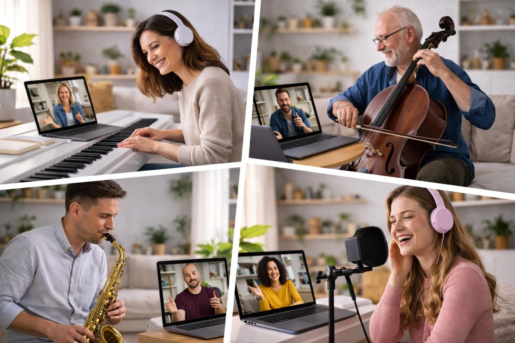 Live online music lessons from home with musidoo – piano, cello, saxophone and singing with real teachers